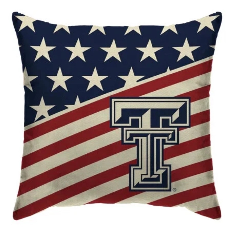 Texas Tech Red Raiders Patriotic Stars and Stripe Pillow NEW WITH TAGS!  Ŧ